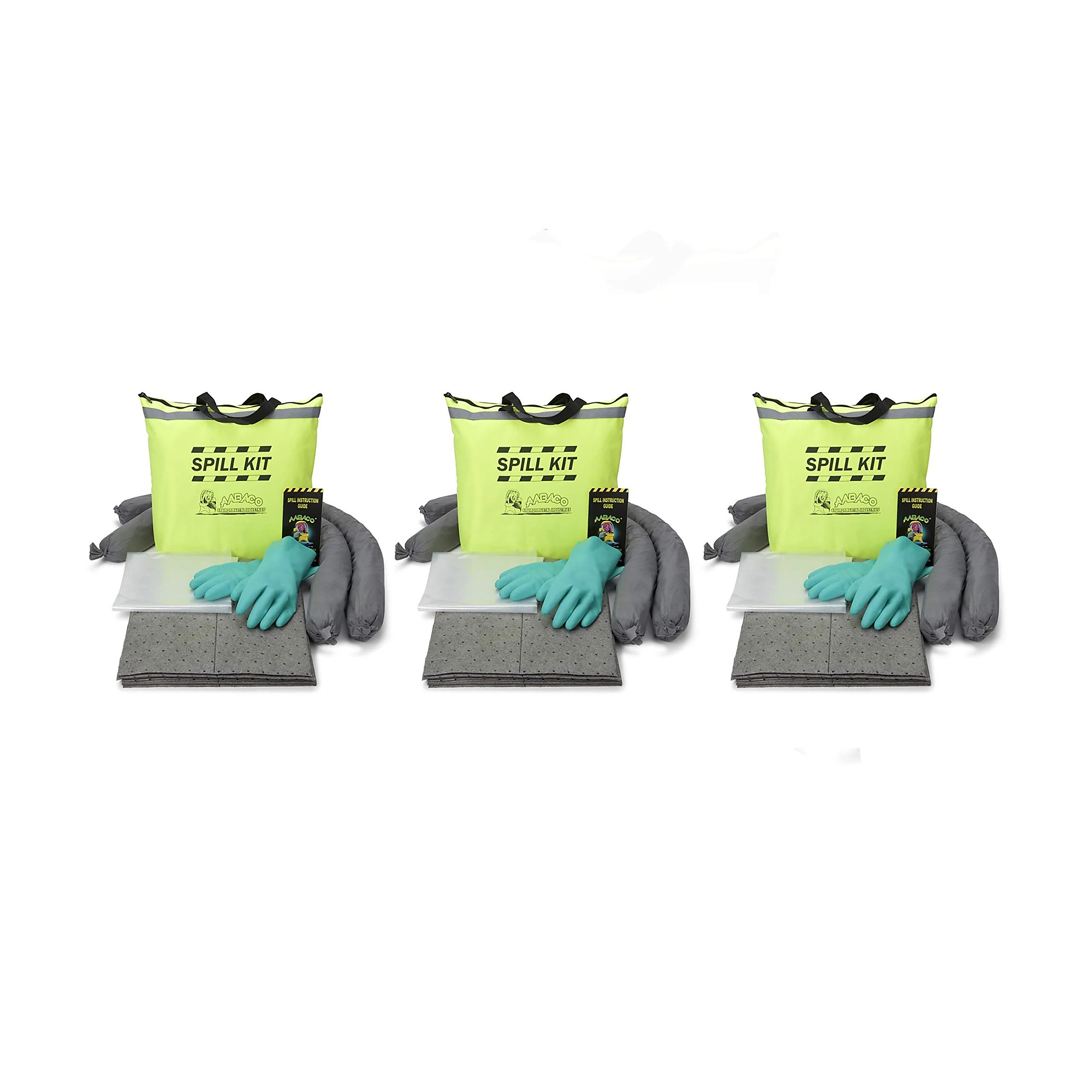 AABACO Chemical Only Spill Kit absorbs up to 5 gallons and comes in a high-visibility, easy-carry tote for fast, convenient spill response, Pack of 3 Kits